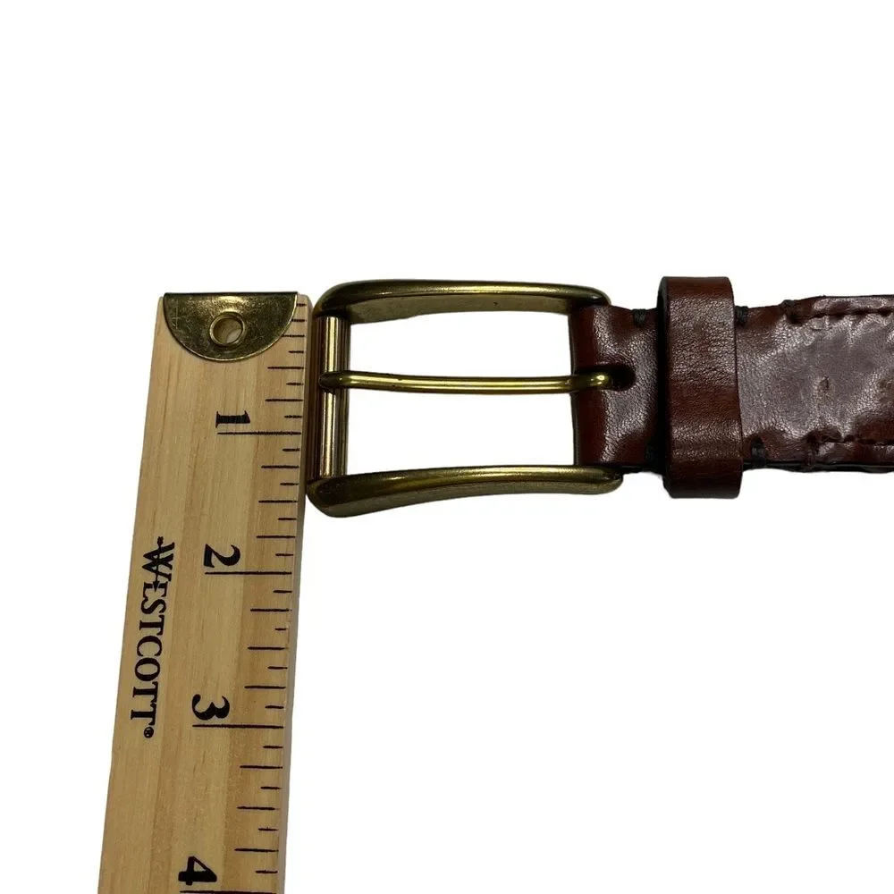 Cole Haan Men’s Brown Woven Leather Belt Solid Brass Buckle Sz 42